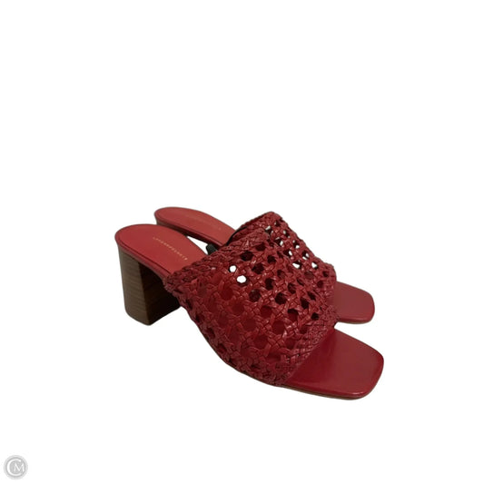 Sandals Heels Block By Anthropologie In Red, Size: 7.5