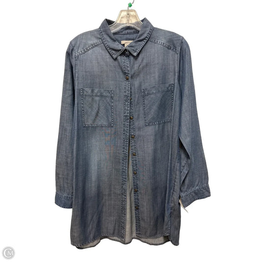 Tunic Long Sleeve By Caslon In Blue Denim, Size: Mp