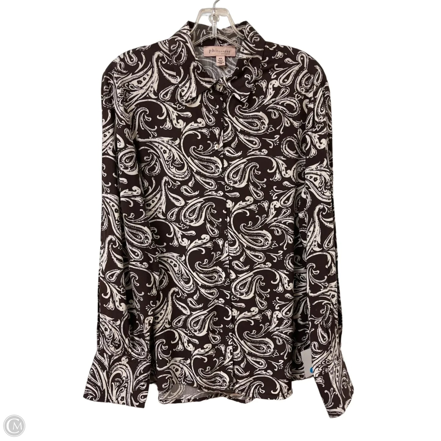 Blouse Long Sleeve By Philosophy In Brown, Size: M