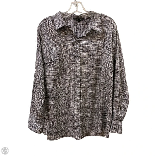 Blouse Long Sleeve By Banana Republic In Black & White, Size: Xl