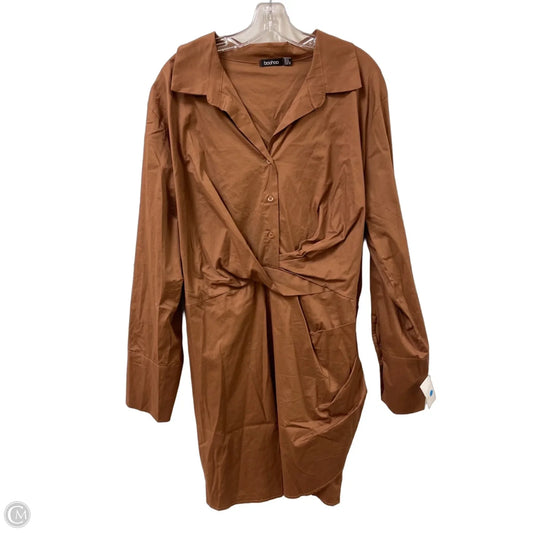 Dress Casual Midi By Boohoo Boutique In Brown, Size: 2x