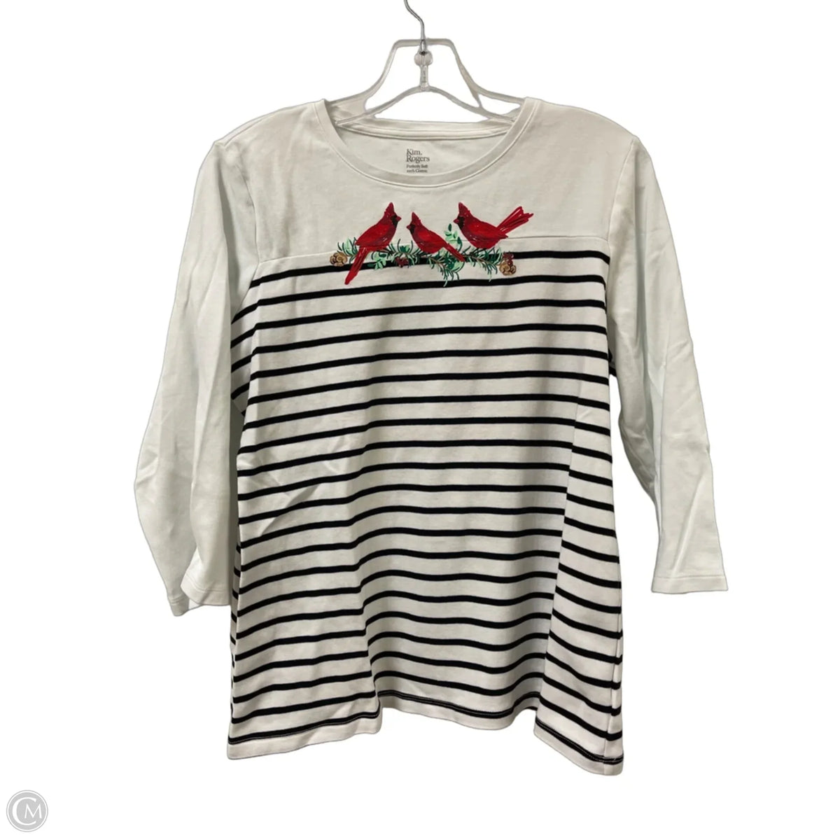 Top Long Sleeve By Kim Rogers In Striped Pattern, Size: M
