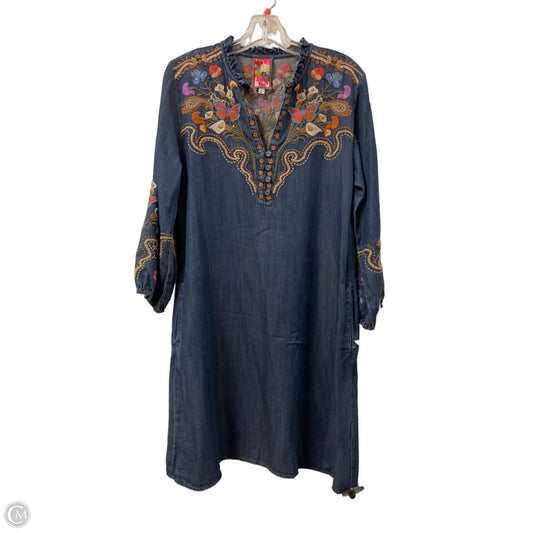 Dress Designer By Johnny Was In Blue Denim, Size: S