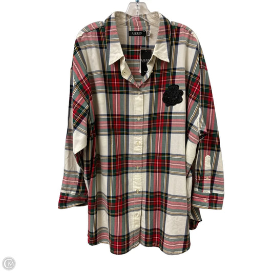 Blouse Long Sleeve By Lauren By Ralph Lauren In Plaid Pattern, Size: 3x