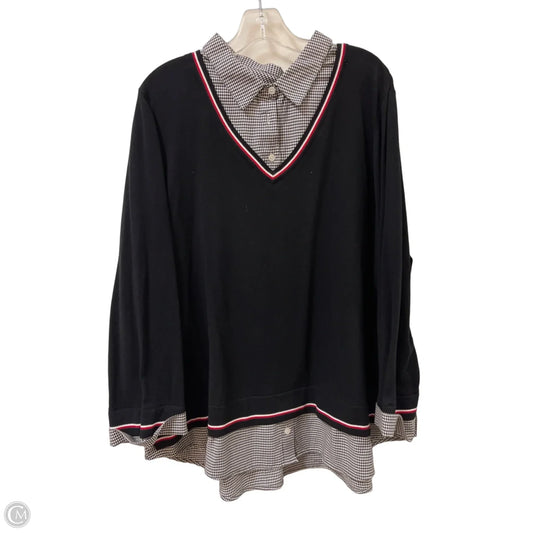 Top Long Sleeve By Tommy Hilfiger In Black, Size: 2x