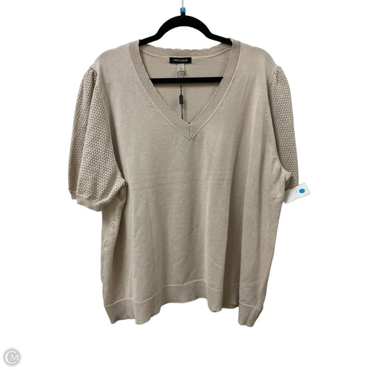 Sweater Short Sleeve By Cable And Gauge In Tan, Size: 3x