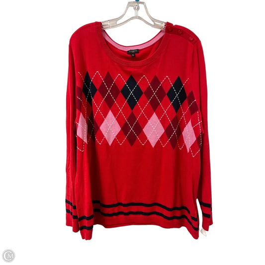 Top Long Sleeve By Talbots In Red, Size: 3x