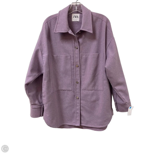 Jacket Shirt By Zara In Purple, Size: S