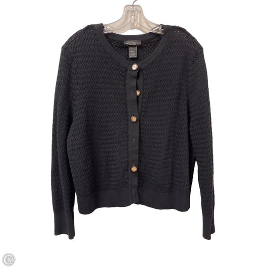 Sweater Cardigan By Investments In Black, Size: Xlp