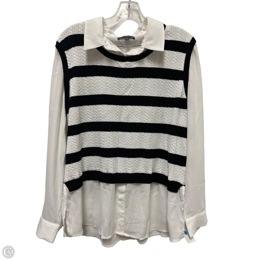 Top Long Sleeve By Adrianna Papell In Black & White, Size: Xl