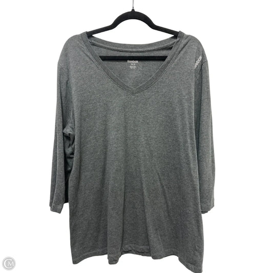 Athletic Top Long Sleeve Crewneck By Reebok In Grey, Size: 1x