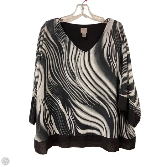 Tunic Long Sleeve By Chicos In Black & White, Size: Xl
