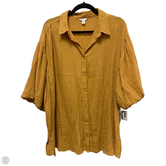 Blouse Short Sleeve By Cato In Yellow, Size: 3x