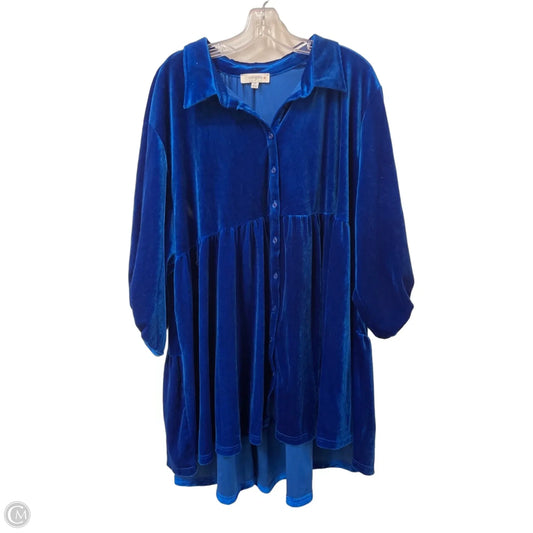 Tunic Long Sleeve By Umgee In Blue, Size: 2x