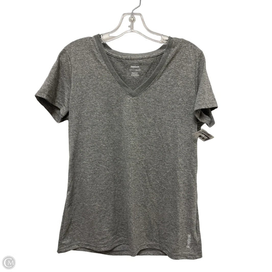 Athletic Top Short Sleeve By Reebok In Grey, Size: L