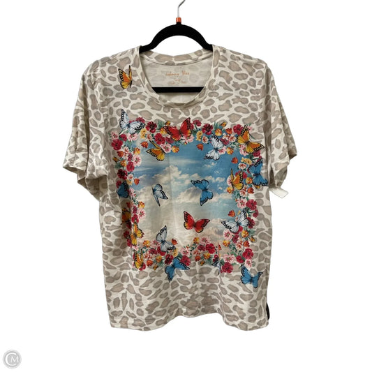 Top Short Sleeve Designer By Johnny Was In Animal Print, Size: L