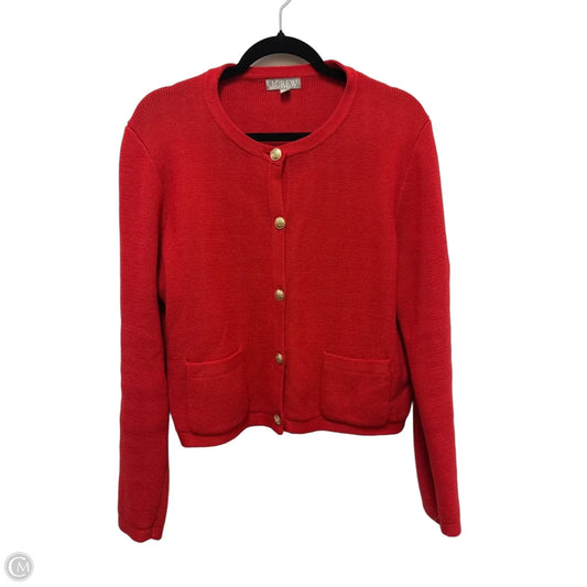 Sweater Cardigan By J. Crew In Red, Size: L