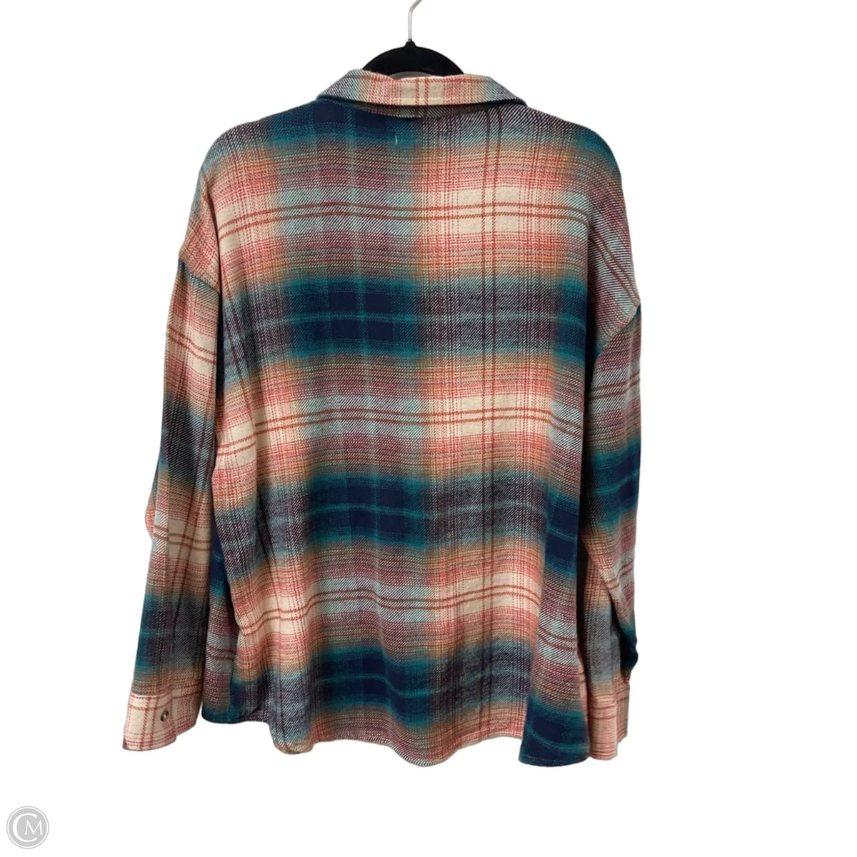 Blouse Long Sleeve By Clothes Mentor In Plaid Pattern, Size: L