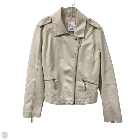 Jacket Moto By Clothes Mentor In Cream, Size: Xl