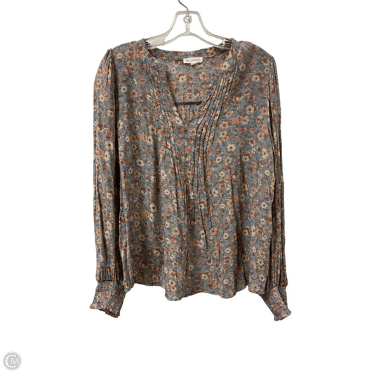 Top Long Sleeve By Blu Pepper In Blue, Size: L