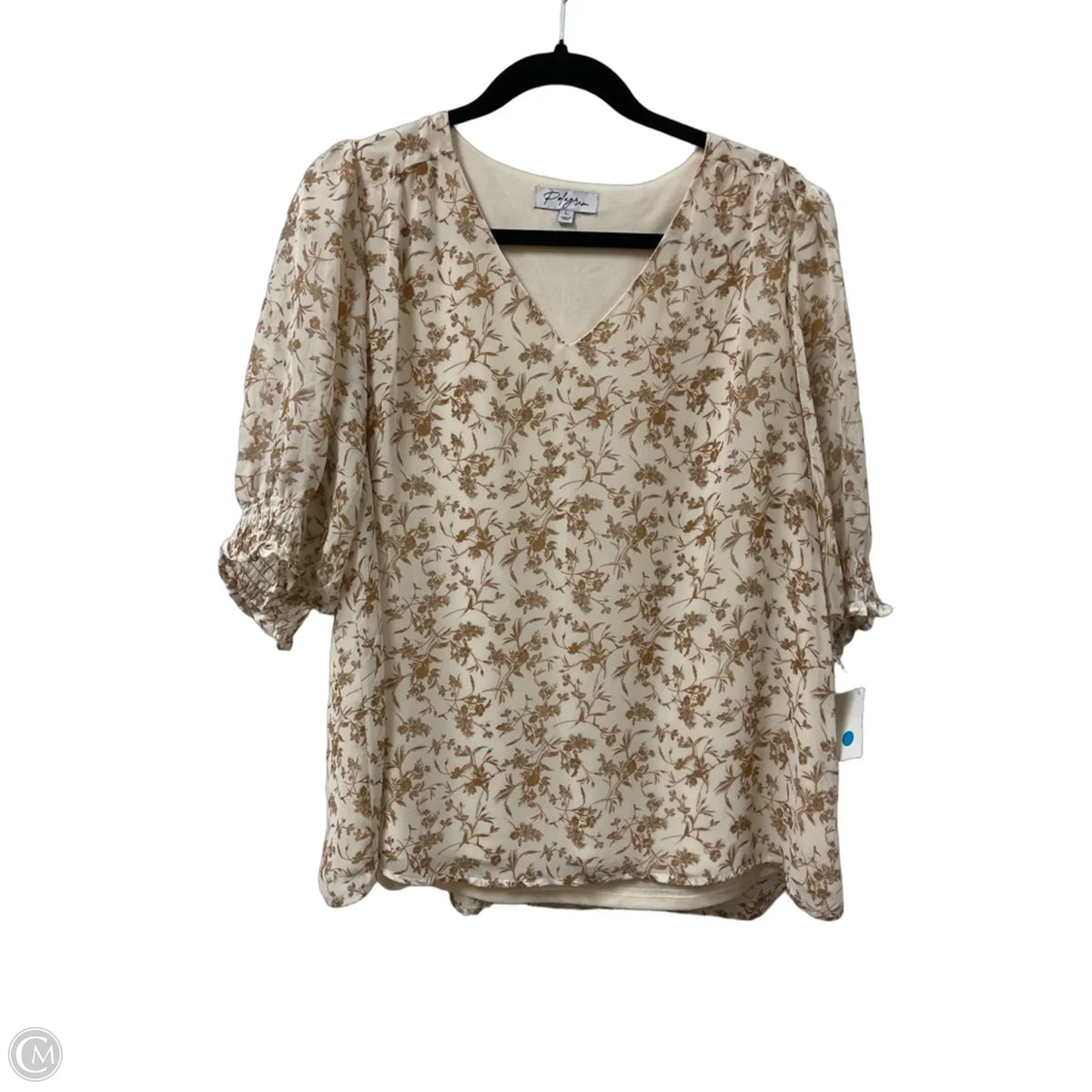 Top Short Sleeve By Polygram In Cream, Size: L