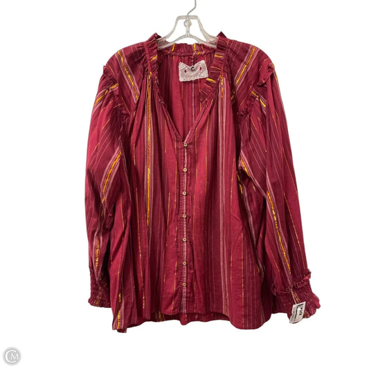 Blouse Long Sleeve By Cupio In Red, Size: Xl