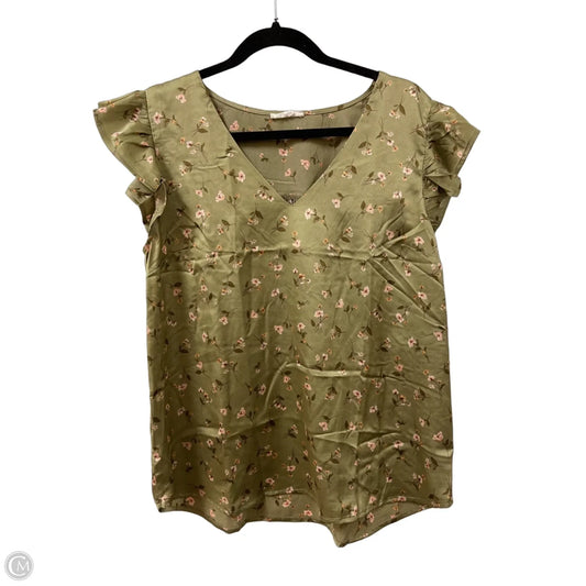 Top Short Sleeve By Blu Pepper In Green, Size: L