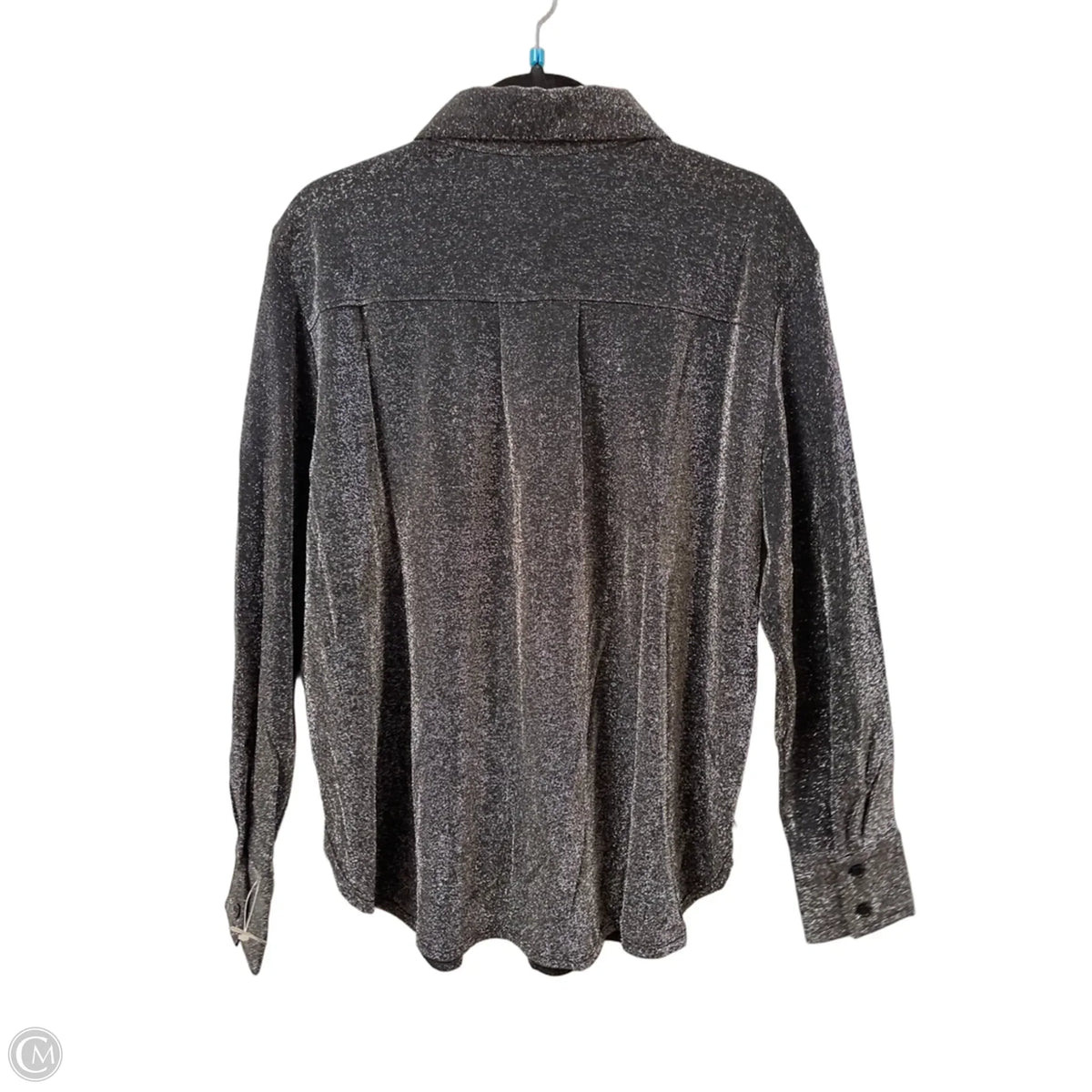 Blouse Long Sleeve By H&m In Silver, Size: L