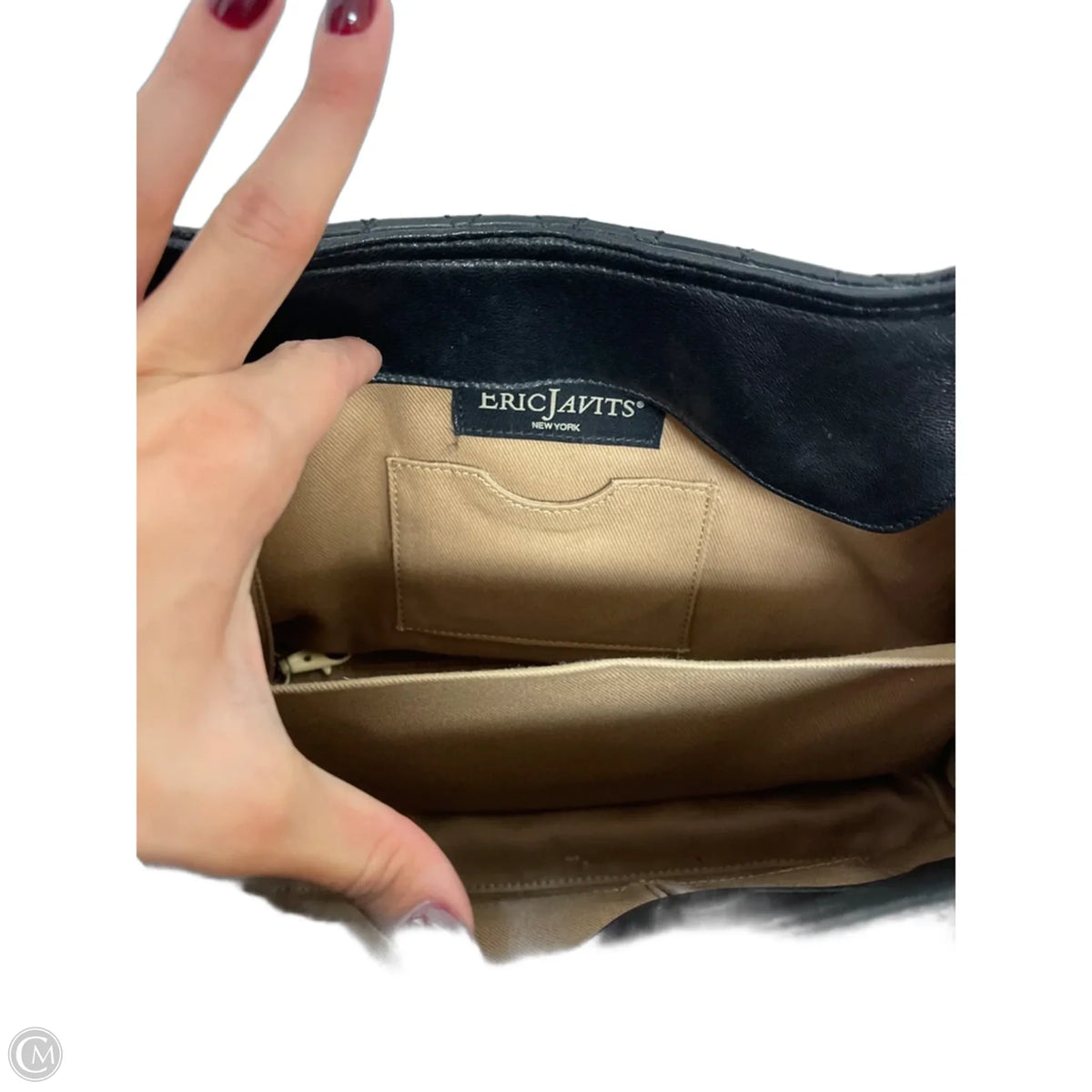 Handbag Leather By Eric Javitz, Size: Large