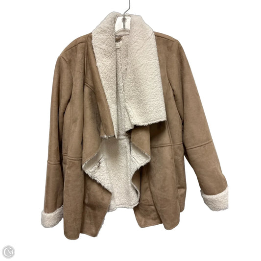 Coat Faux Fur & Sherpa By Style And Company In Tan, Size: L
