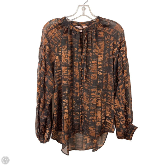 Blouse Long Sleeve By Philosophy In Black & Brown, Size: M