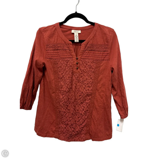Top Long Sleeve By Style And Company In Orange, Size: S