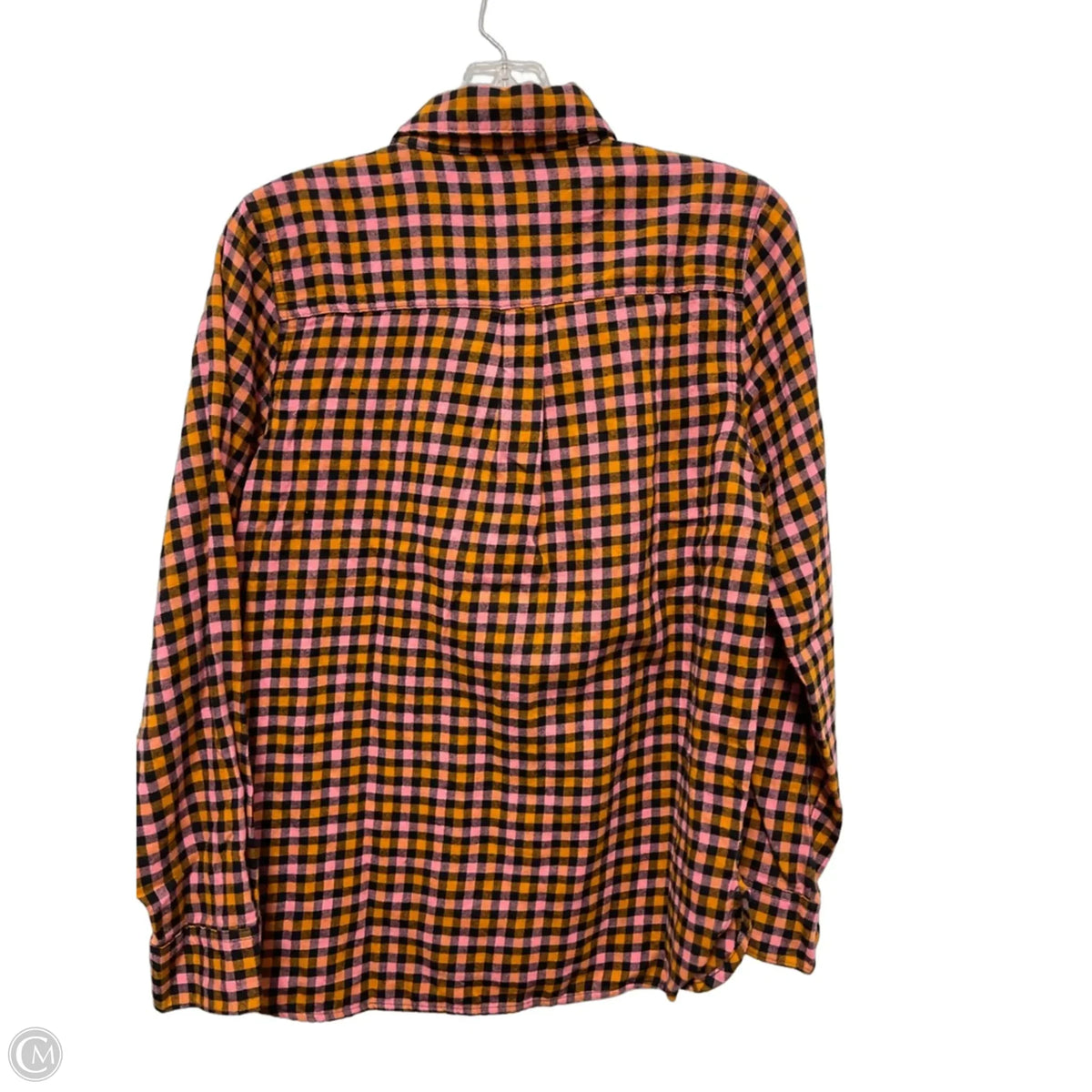 Blouse Long Sleeve By Old Navy In Plaid Pattern, Size: M