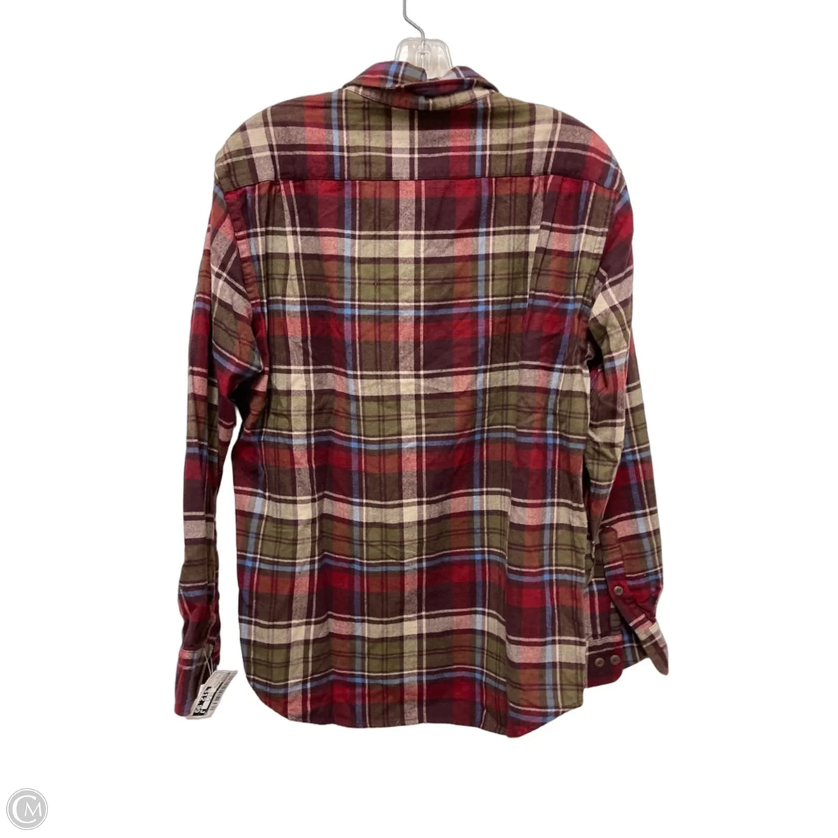 Blouse Long Sleeve By Uniqlo In Plaid Pattern, Size: L
