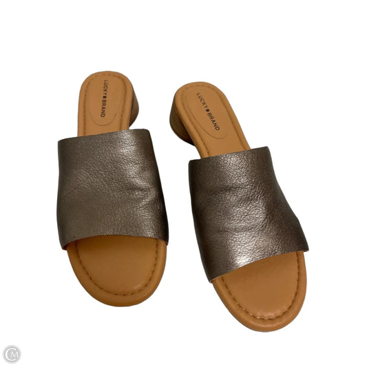 Sandals Heels Block By Lucky Brand In Silver, Size: 8.5