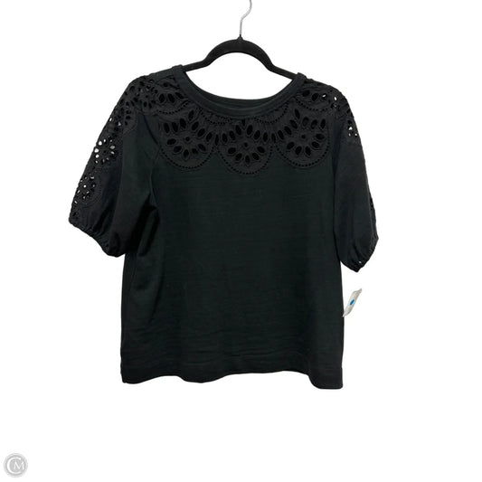 Sweater Short Sleeve By Loft In Black, Size: S