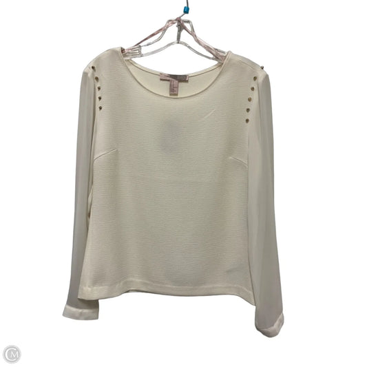 Top Long Sleeve By Forever 21 In Cream, Size: S