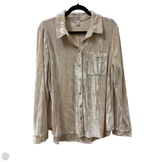 Blouse Long Sleeve By Cato In Cream, Size: L