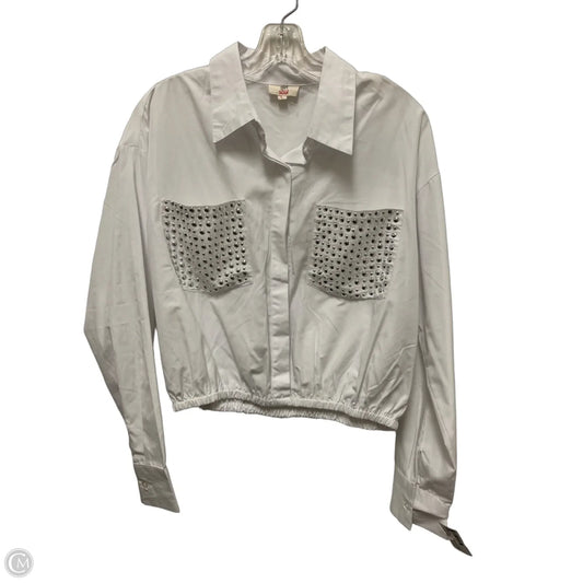 Blouse Long Sleeve By Clothes Mentor In White, Size: L