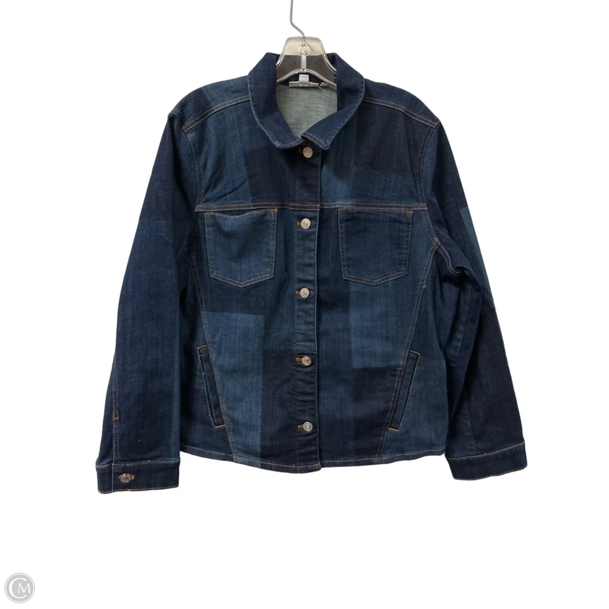 Jacket Denim By Chicos In Blue Denim, Size: Xl