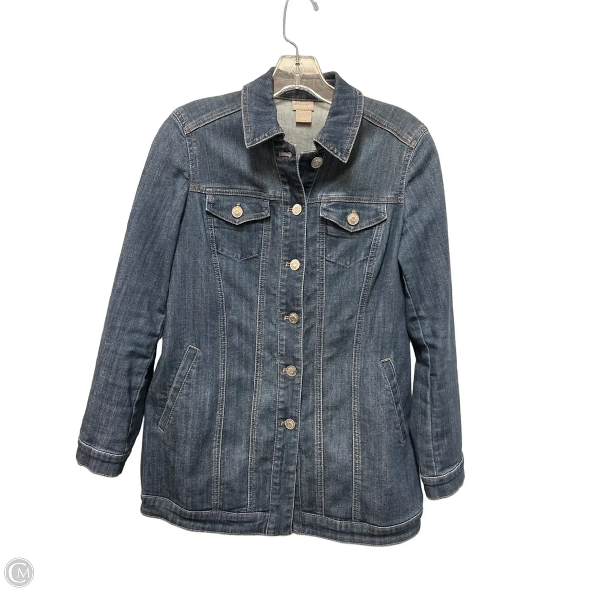 Jacket Denim By Chicos In Blue Denim, Size: Xs