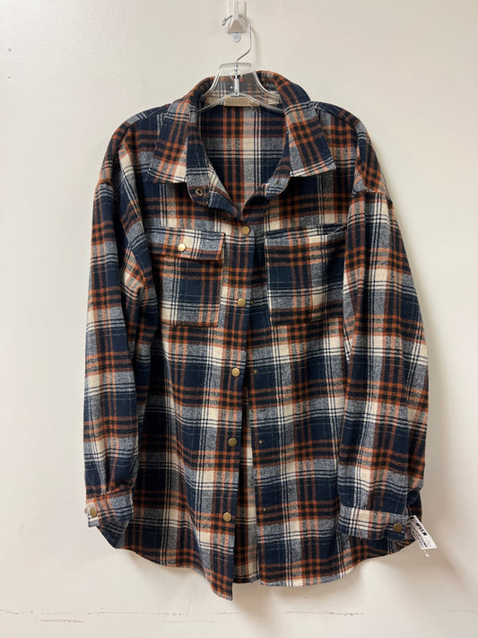 Jacket Shirt By Clothes Mentor In Navy, Size: Xl