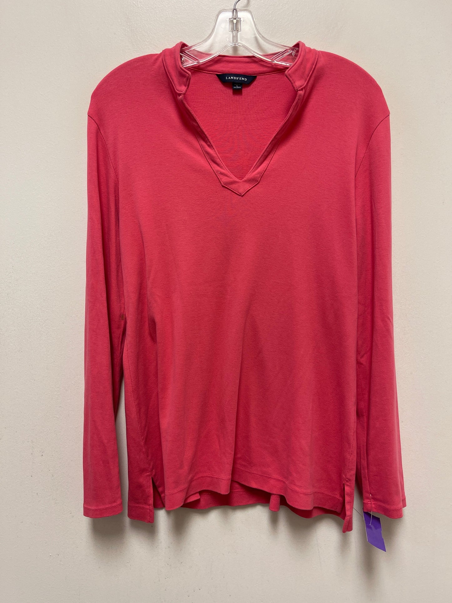 Pink Top Long Sleeve Basic Lands End, Size S