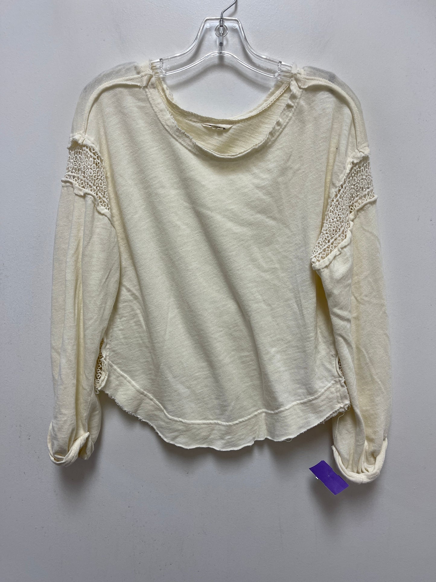 Cream Top Long Sleeve Clothes Mentor, Size M