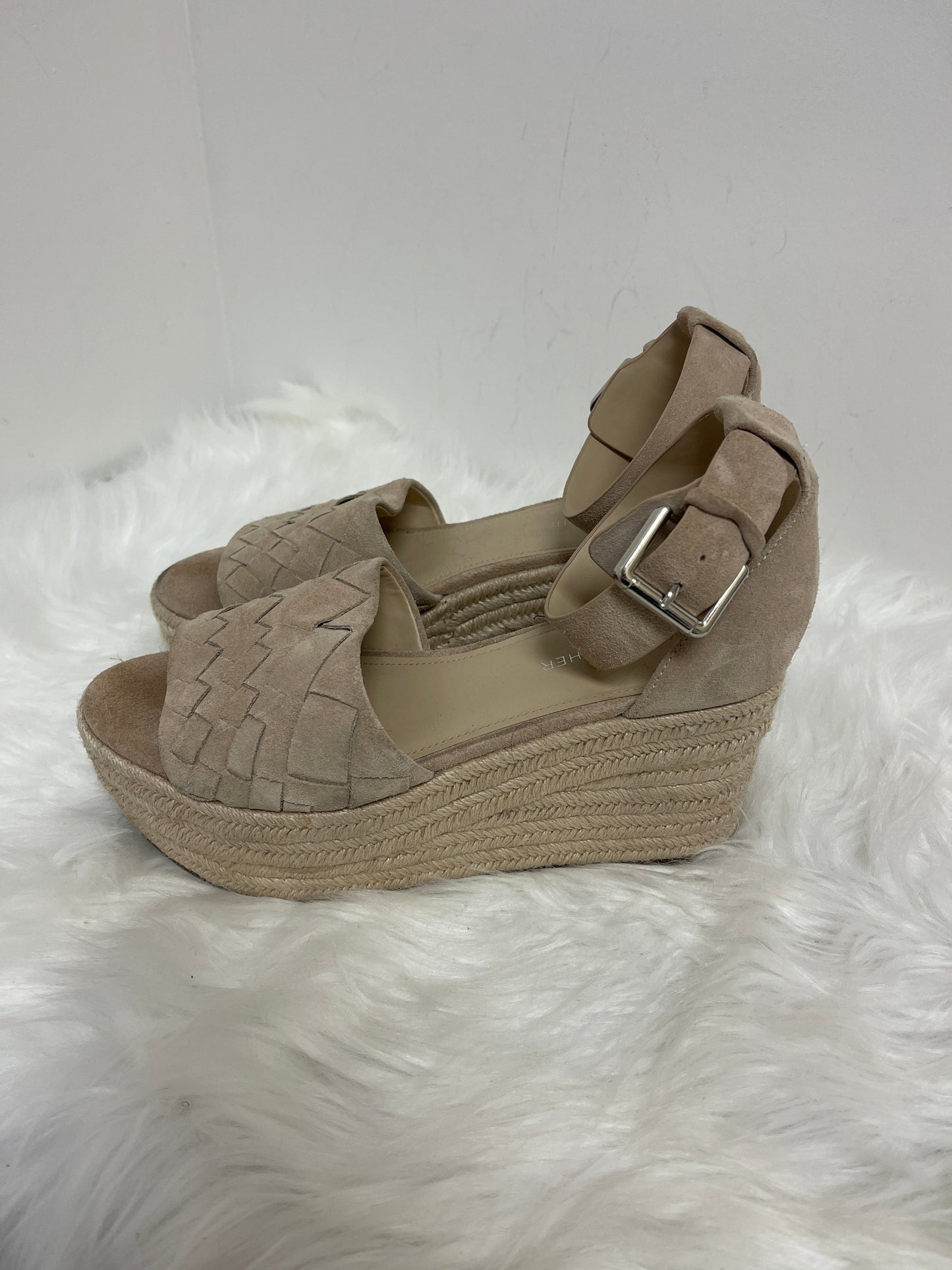 Tan Sandals Heels Wedge Marc Fisher, Size 8.5