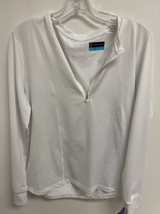 White Athletic Top Long Sleeve Crewneck Clothes Mentor, Size L