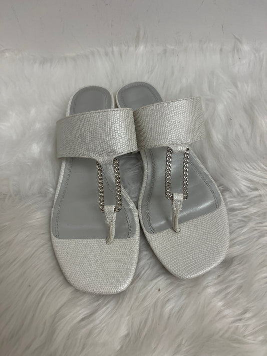 White Sandals Flats Impo, Size 6.5