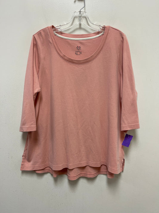 Pink Top Long Sleeve Basic Isaac Mizrahi Live Qvc, Size 1x