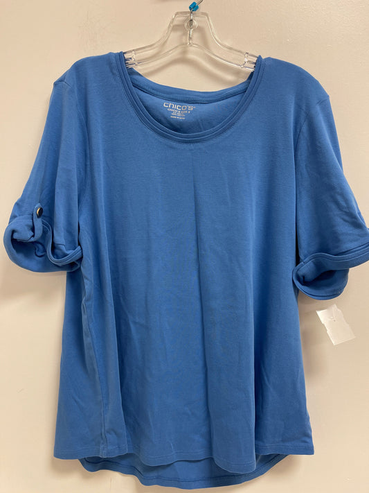 Blue Top Short Sleeve Chicos, Size Xl