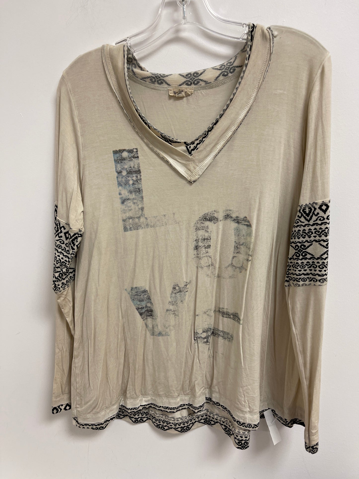 Cream Top Long Sleeve Pol, Size L